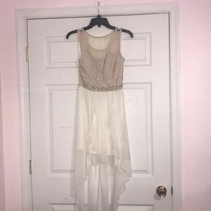 Ivory/Champagne High Low Homecoming Dress
